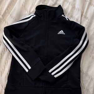 Boys Adidas Black Track Jacket with White Stripes